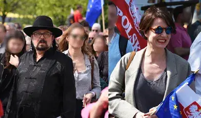 Zbigniew Hołdys i Maja Ostaszewska na marszu organizowanym przez Platformę Obywatelską 
