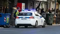 radiozwóz greckiej policji na ulicach Salonik