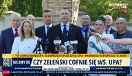 Przemysław Czarnek w Lublinie krytykuje Zełenskiego i decyzje Ukrainy dotyczące UPA podczas konferencji pod pomnikiem Ofiar Wołynia.