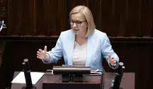 Paulina Hennig-Kloska podczas wypowiedzi dotyczącej planowanych zmian w systemie kaucyjnym i rozszerzenia go o kolejne rodzaje opakowań.