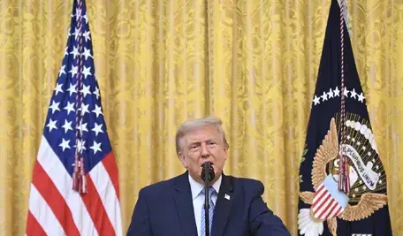 Prezydent USA Donald Trump wygłaszając orędzie