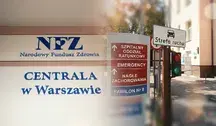 Logo Narodowego Funduszu Zdrowia i drogowskaz do szpitala