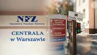 Logo Narodowego Funduszu Zdrowia i drogowskaz do szpitala