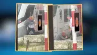 Dwóch mężczyzn podczas bójki na dworcu