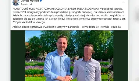 Ariel Sz. z liderem PSL Władysławem Kosiniakiem-Kamyszem we wpisie Dariusza Mateckiego