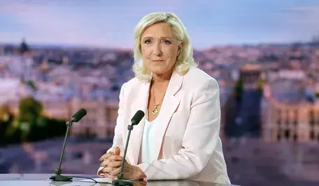 Marine Le Pen podczas ogłoszenia startu w wyborach