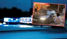 Radiowóz policyjny i nagranie z niebezpiecznego rajdu w Słupsku