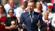 Skawina, 09.08.2026. Prezydent RP Karol Nawrocki przemawia na spotkaniu z mieszkańcami powiatu krakowskiego w miejscowości Skawina, 9 bm. (mr) PAP/Łukasz Gągulski