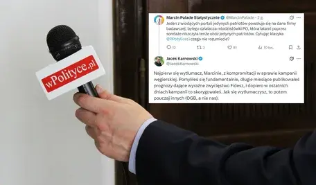Mikrofon z logo portalu wPolityce.pl/wpisy Marcina Palade i Jacka Karnowskiego