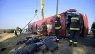 Polski autokar, który uległ wypadkowi na Węgrzech