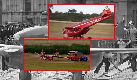 Zabytkowy samolot DH.88 Comet, który zwyciężył w wyścigu do Australii, rozbił się podczas lądowania