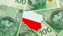 Kontury Polski na tle banknotów