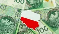 Kontury Polski na tle banknotów 