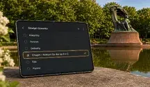 Rozłożony Galaxy Z Fold8 na grafice z motywem muzycznym. W One UI 9 pojawi się dzwonek oparty na Nokturnie Es-dur op. 9 nr 2 Fryderyka Chopina