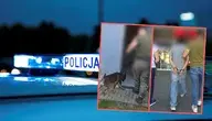 Policjanci podczas zatrzymania 23-latka, w tle radiowóz policyjny
