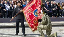 Prezydent Wołodymyr Zełenski w czasie obchodów Dnia Niepodległości Ukrainy w Kijowie