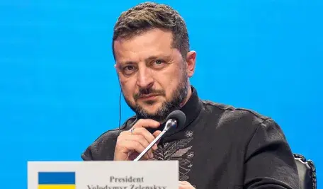 Kijów, Ukraina, 24.08.2026. Prezydent Ukrainy Wołodymyr Zełenski podczas spotkania „Koalicji chętnych” w Kijowie, 24 bm. 24 sierpnia 1991 Rada Najwyższa przyjęła Akt Niepodległości Ukrainy. (sko) PAP/Vladyslav Musiienko