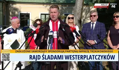 Przemysław Czarnek przed startem rajdu. A później wsiadł na rower i pojechał