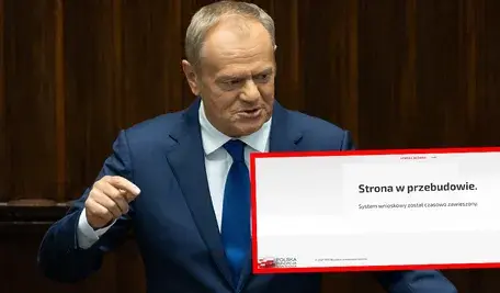 Donald Tusk i screen ze strony PFN