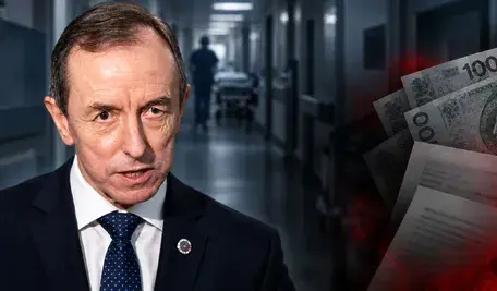 Grafika do artykułu o zeznaniach pacjentki dotyczących wpłaty 10 tys. zł przed operacją i fundacji założonej przez Tomasza Grodzkiego