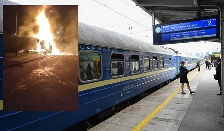  Pociąg relacji Kijów – Warszawa Zachodnia i pożar po Rosyjskim ataku przy polskiej granicy.