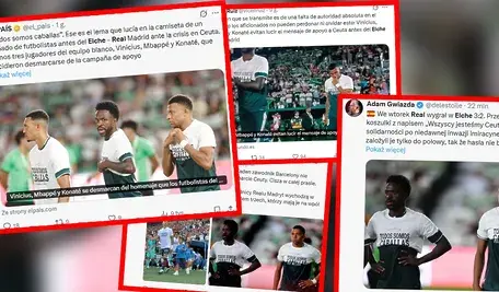 screeny z portalu X pokazujące sceny przed meczem Realu Madryt z Elche