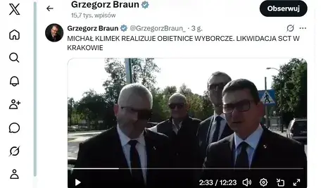 Grzegorz Braun i Michał Klimek po "likwidacji SCT" w Krakowie
