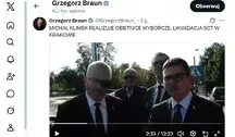 Grzegorz Braun i Michał Klimek po "likwidacji SCT" w Krakowie