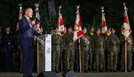 Prezydent Karol Nawrocki w czasie wygłaszania przemówienia na Westerplatte 