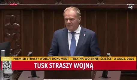Tusk na mównicy. Jak zwykle kłamie jak z nut.