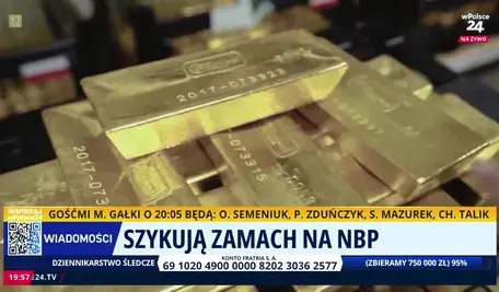 Sztabki złota w skarbcach Narodowego Banku Polskiego. Komentatorzy ostrzegają, że celem ataku na NBP może być naruszenie suwerenności finansowej kraju i przejęcie polskich rezerw walutowo-kruszcowych.