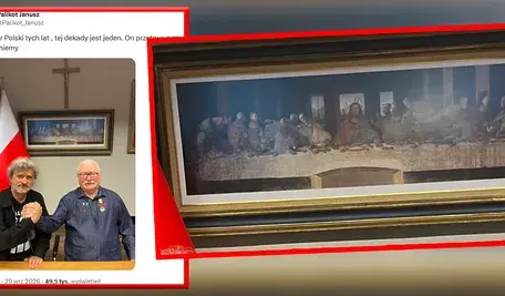 Lech Wałęsa jako Zbawiciel na obrazie w jego biurze