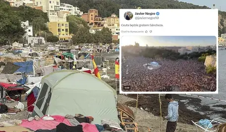 Plaża Trampolin w Ceucie w Hiszpanii, gdzie tysiącami przybywają nielegalni migranci.