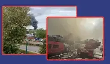 Płoną wraki samochodów na złomowisku 